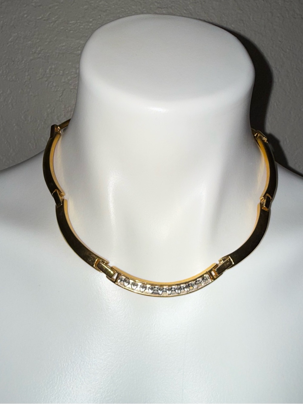 Gold Crystal Accent Choker Necklace